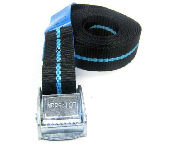 Schwarz/blaue Spanngurte mit Klemmverschluss