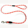 Hundeleine 9 Meter PP rot gelb weiß mit Griff und vernickeltem Karabiner