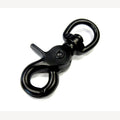 Musketonhaken schwarz mit Clip 62 mm Wirbel 16 mm
