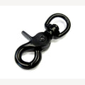 Musketonhaken schwarz mit Clip 62 mm Wirbel 16 mm